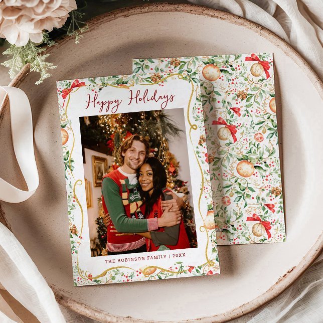 Tarjeta Festiva Patrón de vegetación navidades Felices vacaciones  (Subido por el creador)