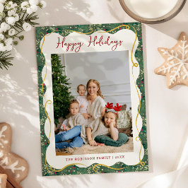 Tarjeta Festiva Patrón de verdor botánico Felices vacaciones 1 Fot