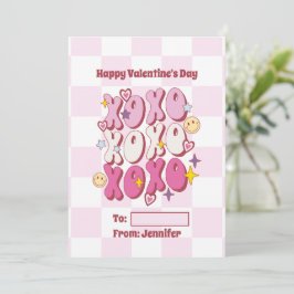 Tarjeta Festiva Patrón de XOXO Retro San Valentín