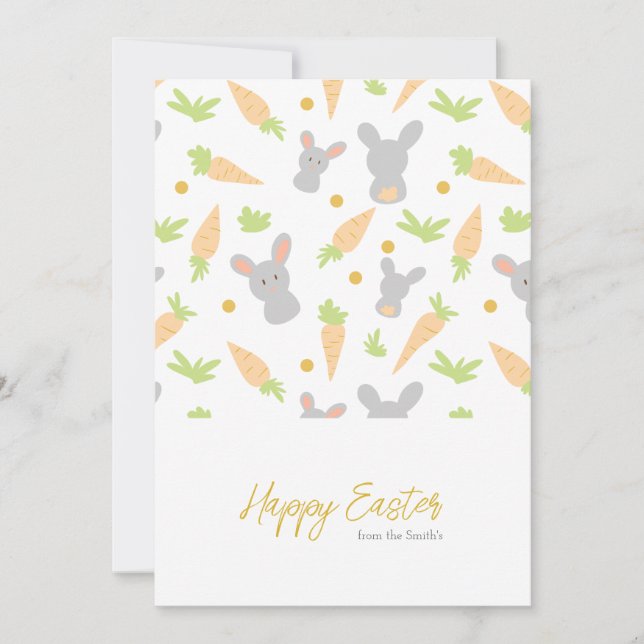 Tarjeta Festiva Patrón de zanahoria moderna Feliz Pascua (Anverso)