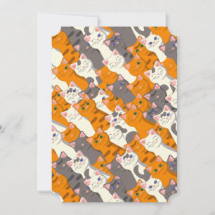 Tarjeta Festiva Patrón diagonal del gato negro jengibre