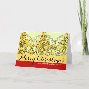 Tarjeta Festiva Patrón floral de Alfonse Mucha Art Nouveau Lily