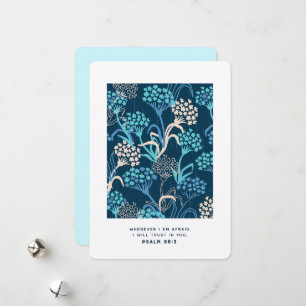 Tarjeta Festiva Patrón Floral de Hortensias Estilizado - Azul Eleg