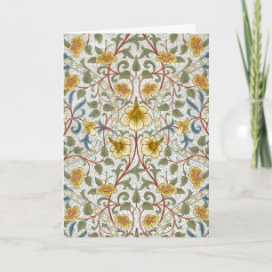 Tarjeta Festiva Patrón floral de narciso de William Morris