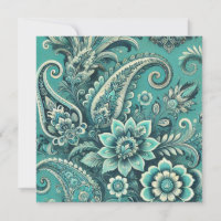 Patrón Floral de Paisley Turquesa