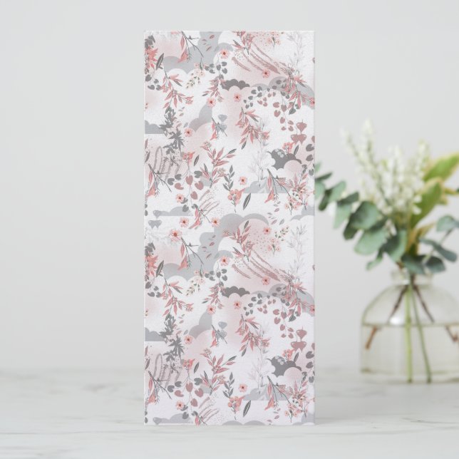 Tarjeta Festiva Patrón floral digital en tonos pasteles (Anverso de pie)