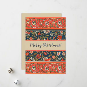 Tarjeta Festiva Patrón floral indo-persa bohemio vintage rojo