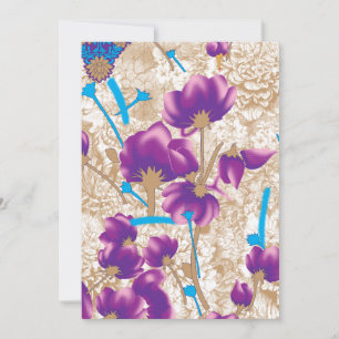 Tarjeta Festiva Patrón floral vibrante con color púrpura y azul de