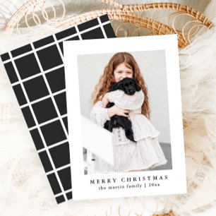 Tarjeta Festiva Patrón Gris Gris clásico Fotos navideñas