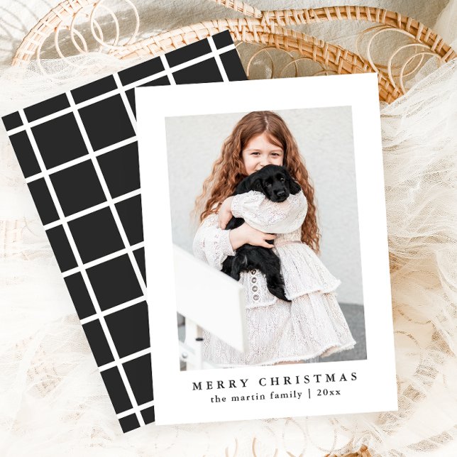 Tarjeta Festiva Patrón Gris Gris clásico Fotos navideñas (Subido por el creador)