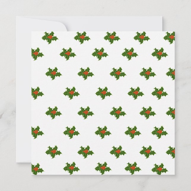 Tarjeta Festiva Patrón Holly de navidades (Anverso)