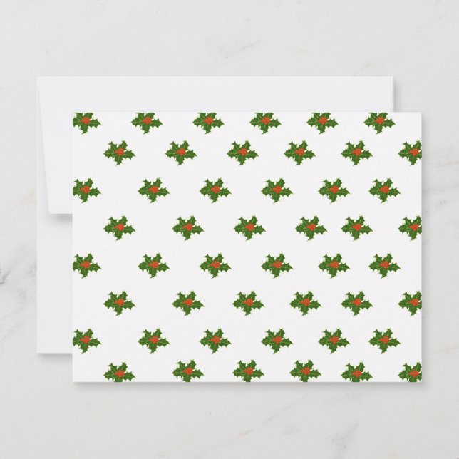 Tarjeta Festiva Patrón Holly de navidades (Anverso)