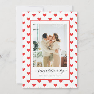 Tarjeta Festiva Patrón moderno de corazones rojos Feliz día de San