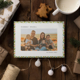 Tarjeta Festiva Patrón Navideño Moderno y Festivo para Foto Famili