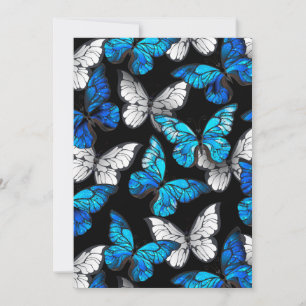 Tarjeta Festiva Patrón oscuro sin costuras con mariposas azules Mo