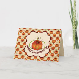 Tarjeta Festiva Patrón otoño de la calabaza curvada naranja