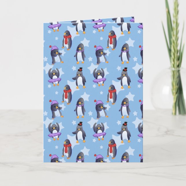 Tarjeta Festiva Patrón pingüino (Anverso)
