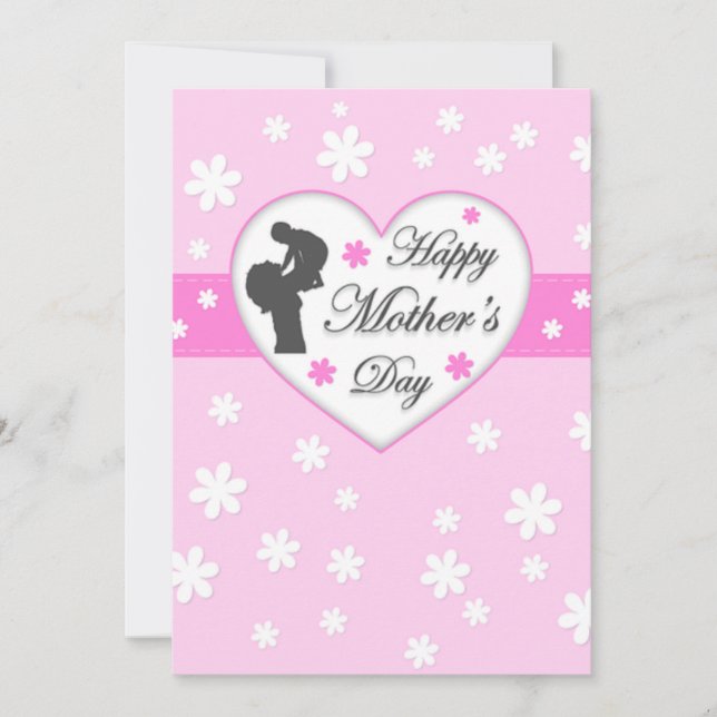 Tarjeta Festiva Patrón rosa de la madre feliz (Anverso)