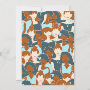 Tarjeta Festiva Patrón sin fisuras con chicas negros y chicas blan