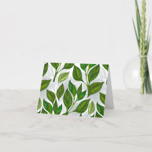 Tarjeta Festiva Patrón sin inconvenientes con hojas de té verdes