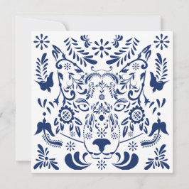 Tarjeta Festiva Patrón tradicional Wolf