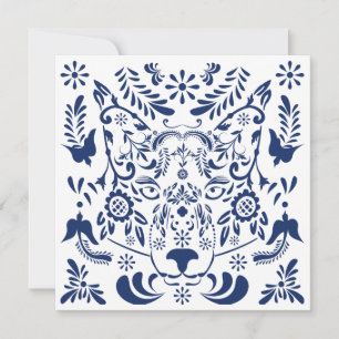 Tarjeta Festiva Patrón tradicional Wolf