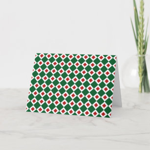 Tarjeta Festiva Patrón verde, blanco, rojo de diamantes
