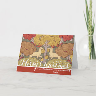 Tarjeta Festiva Patrón Verde Sábila Bosque Ciervo Stag Vintage