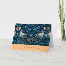 Tarjeta Festiva Patrón William Morris de pájaro azul