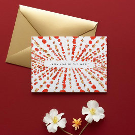 Tarjeta Festiva Patrones de color de agua Año Nuevo Lunar chino