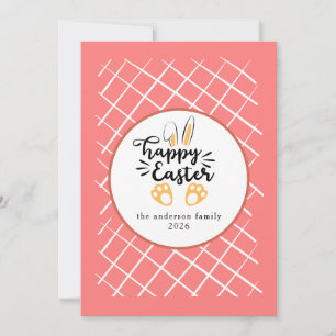 Tarjeta Festiva Patrones de conejo modernos elegantes Foto feliz P