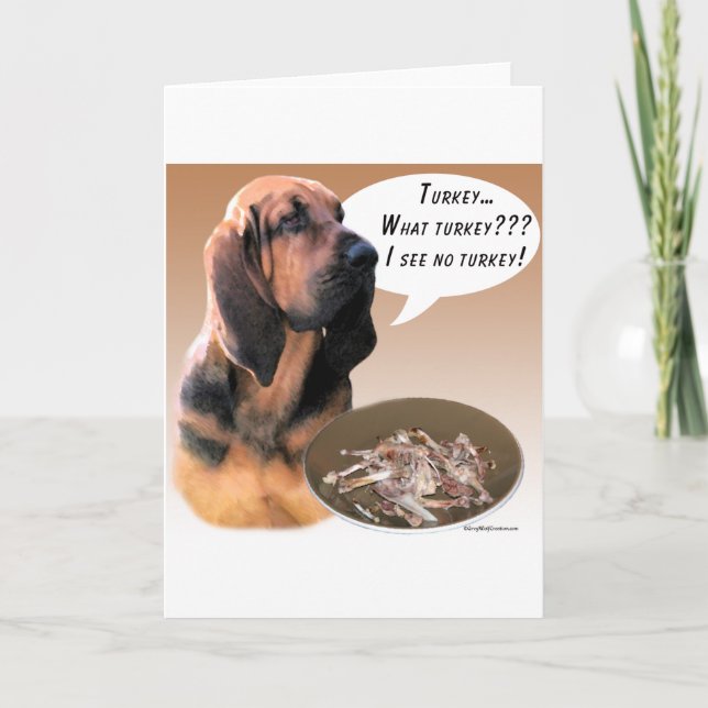 Tarjeta Festiva Pavo Bloodhound (Anverso)