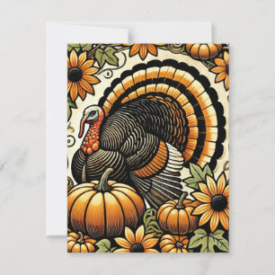 Tarjeta Festiva Pavo de Acción de Gracias