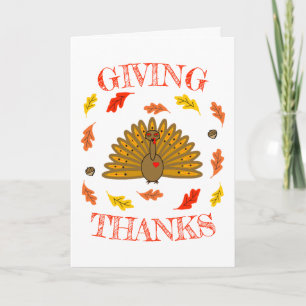 Tarjeta Festiva Pavo de Acción de Gracias Cute Hojas de Otoño Bell