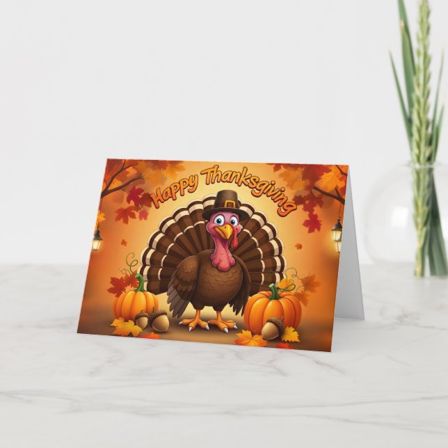 Tarjeta Festiva pavo de acción de gracias feliz (Anverso)