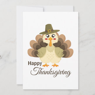 Tarjeta Festiva Pavo de Acción de Gracias Simple Cartoons Minimali
