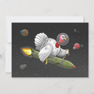 Tarjeta Festiva Pavo de Cohete de Acción de Gracias