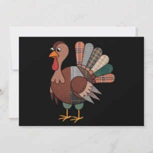 Tarjeta Festiva Pavo de Patchwork de Acción de Gracias de Otoño