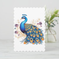 Pavo Real Con Flores Moradas