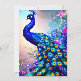 Tarjeta Festiva Pavo real de fantasía hermosa