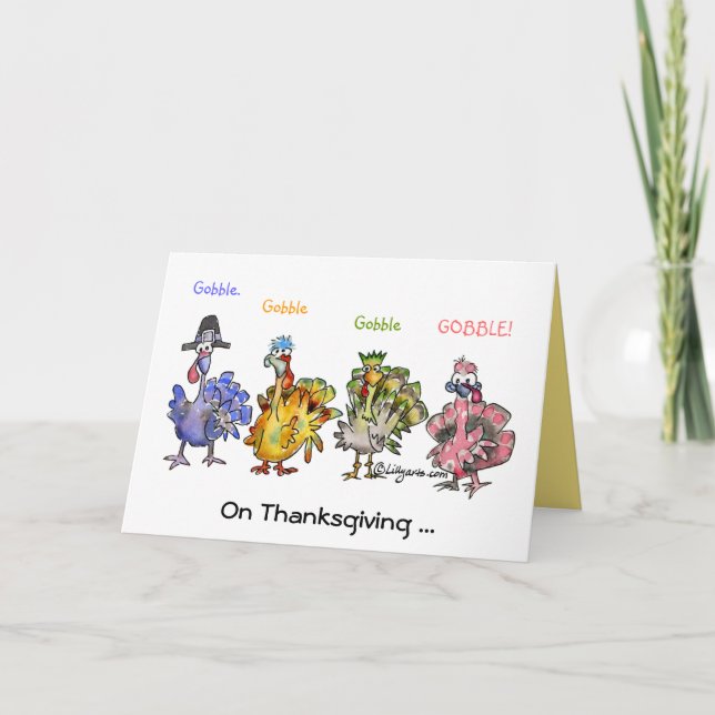 Tarjeta Festiva Pavos divertidos de la acción de gracias del (Anverso)