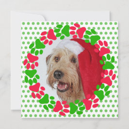 Tarjeta Festiva Paw de perro imprime la foto de la corona roja y v