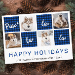 Tarjeta Festiva Paw La La La Blue Buffalo Plaid Mascota Collage de<br><div class="desc">¡Paw La La La La! Envíe saludos lindos y divertidos de vacaciones con esta tarjeta de festividad personalizado mascota súper adorable y personalizada. Feliz Navidad deseos del perro con hermosas huellas de pata en un divertido diseño fotográfico moderno. Añade fotos de tus perros o fotos familiares con el perro, y...</div>