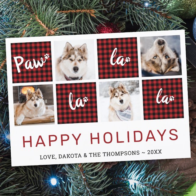 Tarjeta Festiva Paw La La La Red Búfalo Mascota Collage de fotos (Subido por el creador)