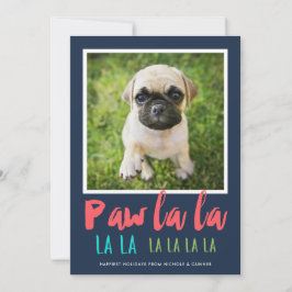 Tarjeta Festiva Paw La La Mascota foto Navidades modernos Coral