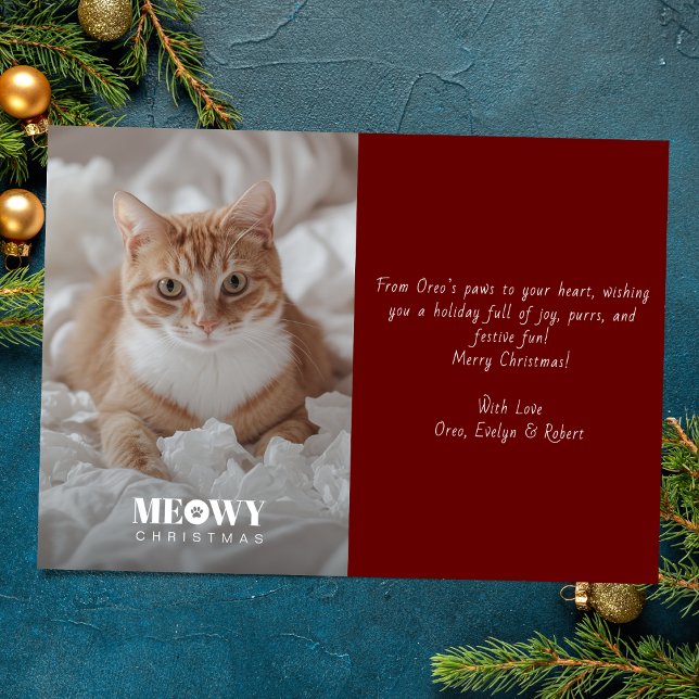 Tarjeta Festiva Paw Print Meowy Navidades Escritura a mano Foto Ro (Subido por el creador)