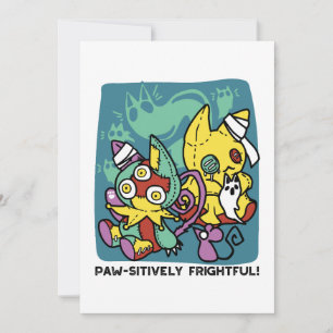 Tarjeta Festiva Paw-sitivamente Espantoso Gatos Monstruosos de H