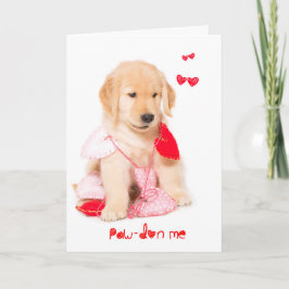 Tarjeta Festiva Pawdon Me Golden Retriever Puppy Valentine