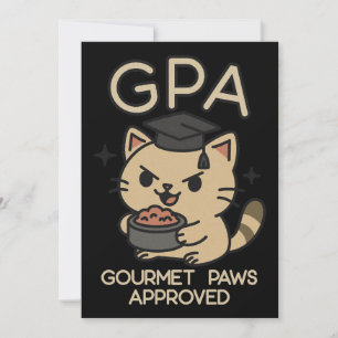 Tarjeta Festiva Paws de atún para gato graciosos de becario person