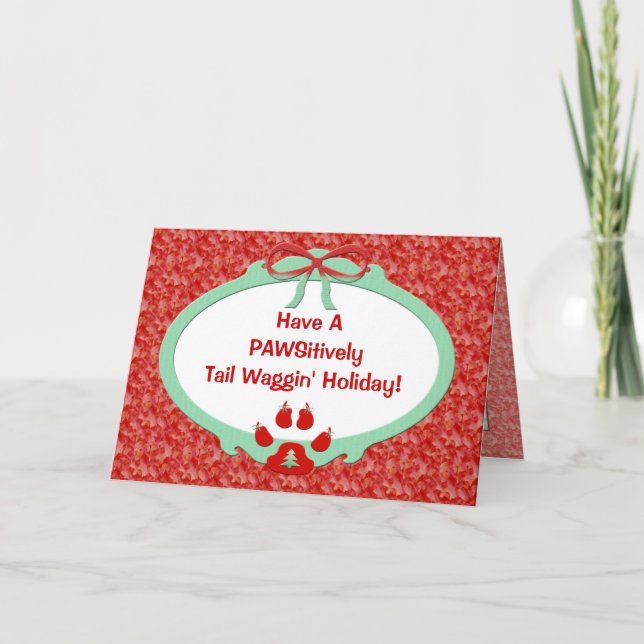 Tarjeta Festiva PAWSitive Dog Lover Red and Green (Anverso)